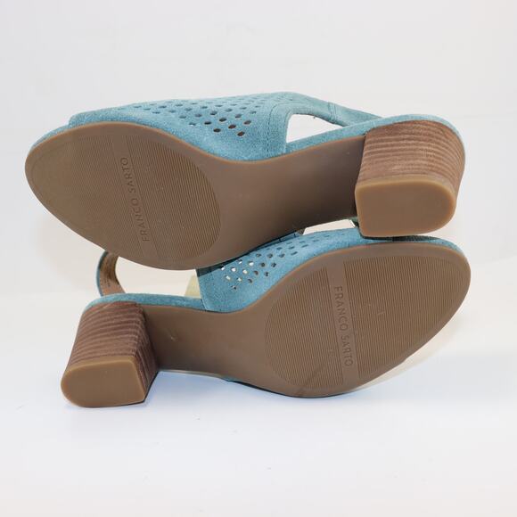 Franco Sarto Monaco Teal Suede Cutout Sandals Size 9M - Picture 5 of 6